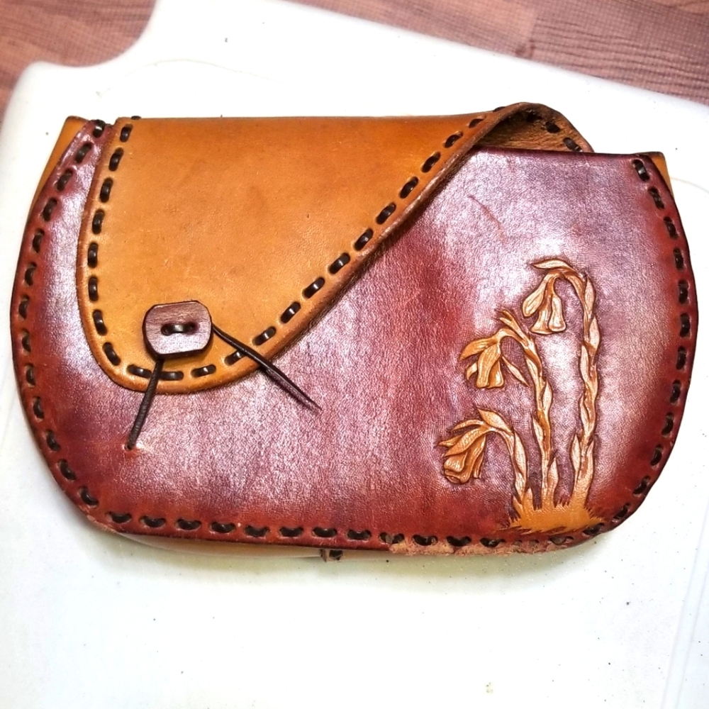 Handmade genuine leather belt purse